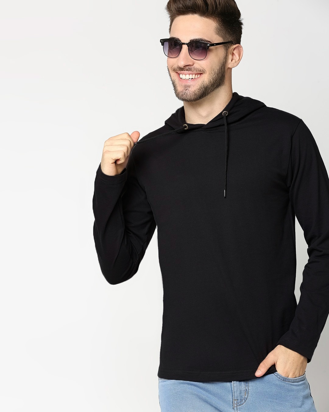Buy Black Full Sleeve Hoodie T-Shirt Online at Bewakoof