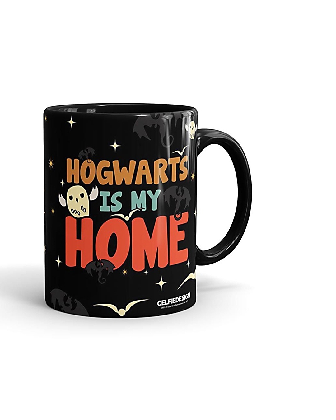 Shop Black Hogwarts Is My Home Coffee Mug-Back