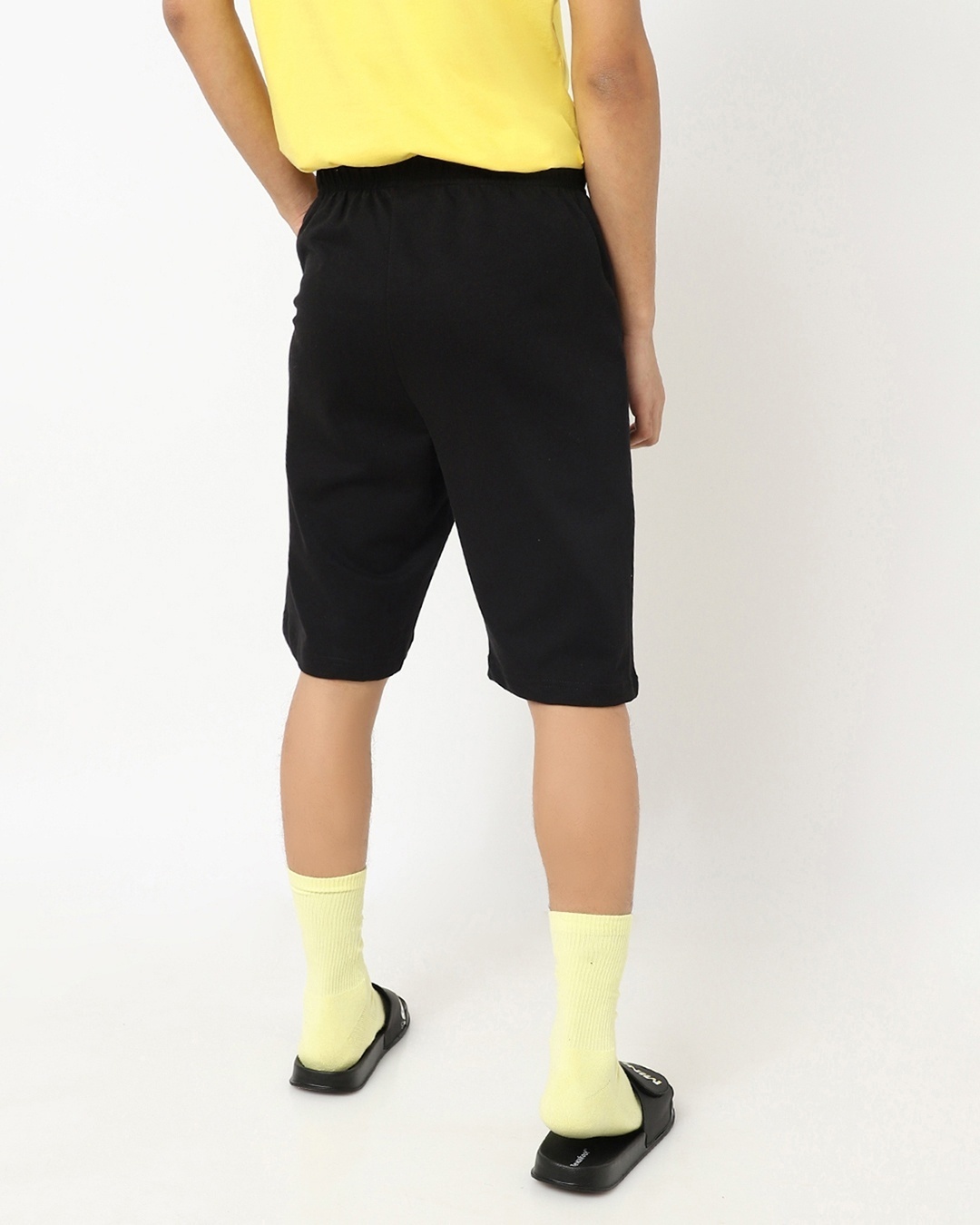 Shop Black Minion Logo Shorts-Design