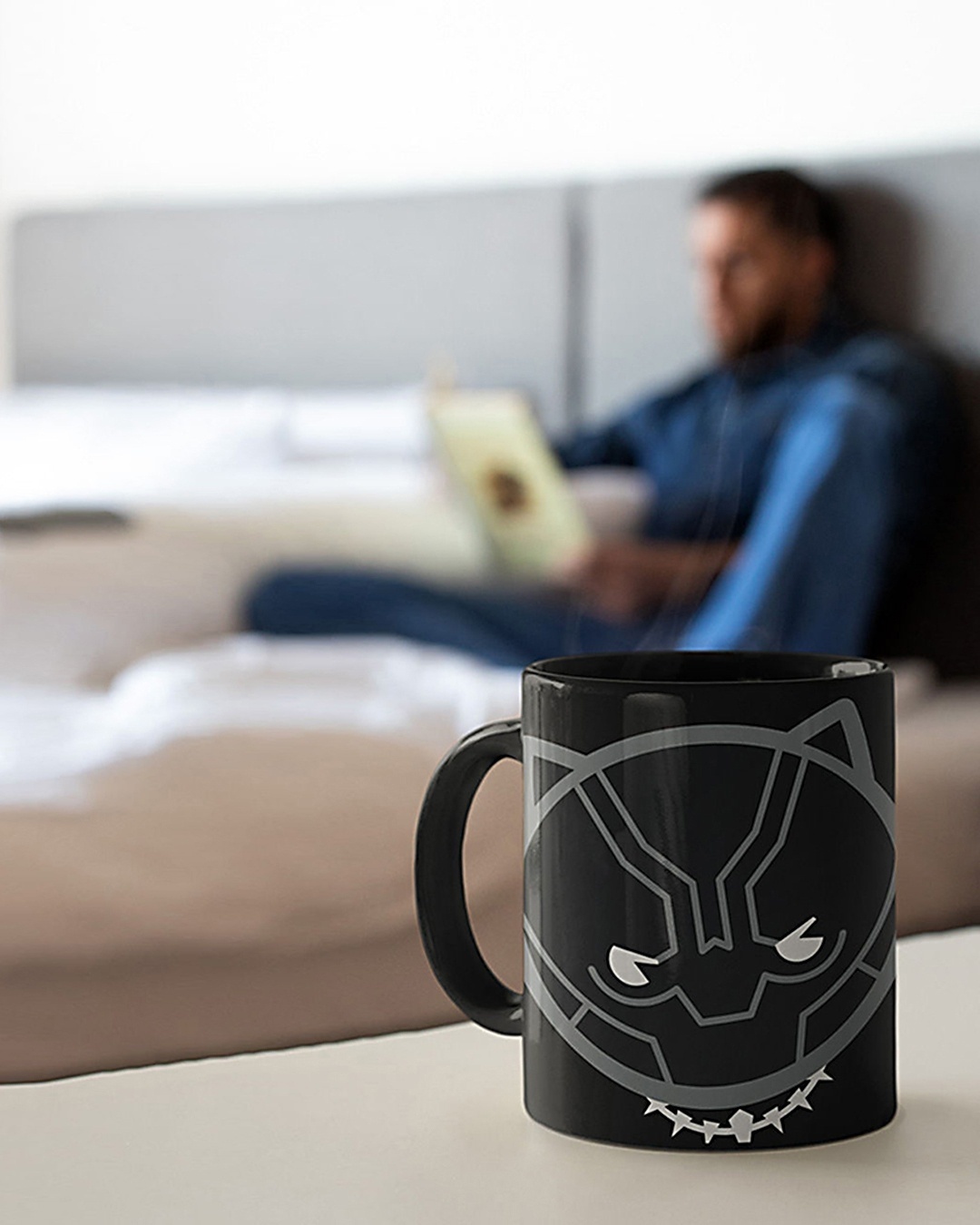 Shop Black Panther Kawaii Ceramic Mug,  (320ml, Black, Single Piece)-Design