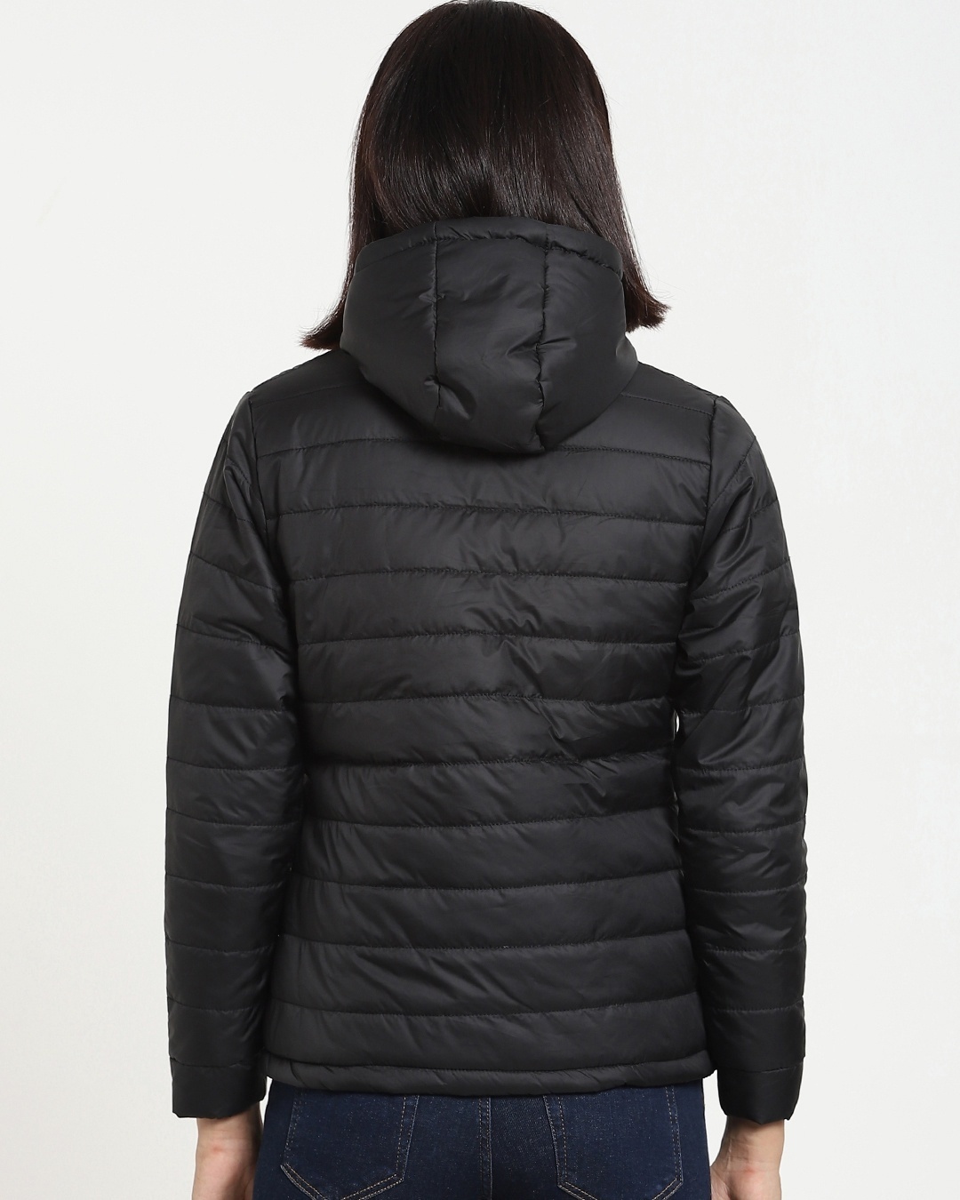 Shop Black Plus Size Basic Puffer Jacket-Full