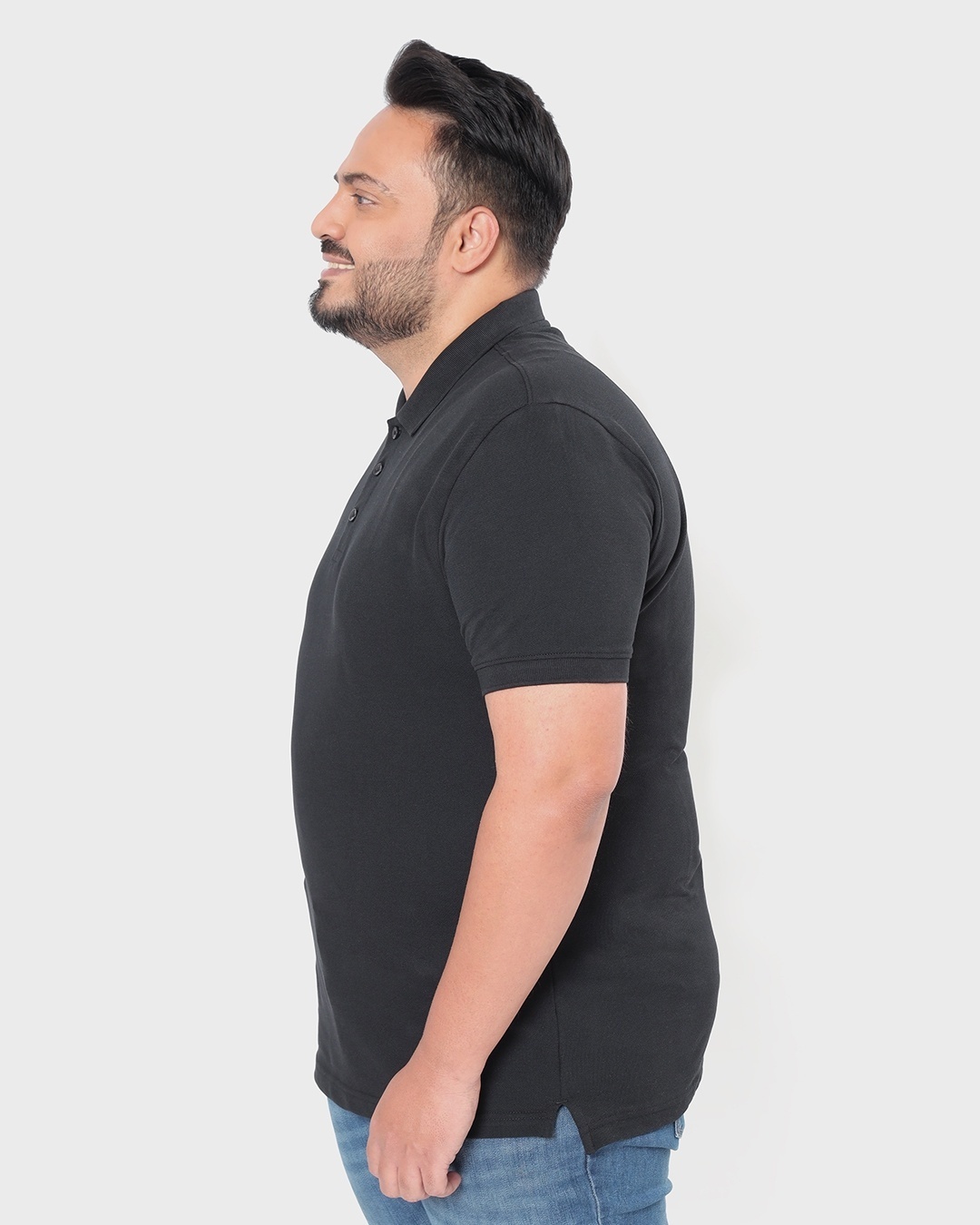 Shop Men's Black Classic Polo Plus Size T-shirt-Back