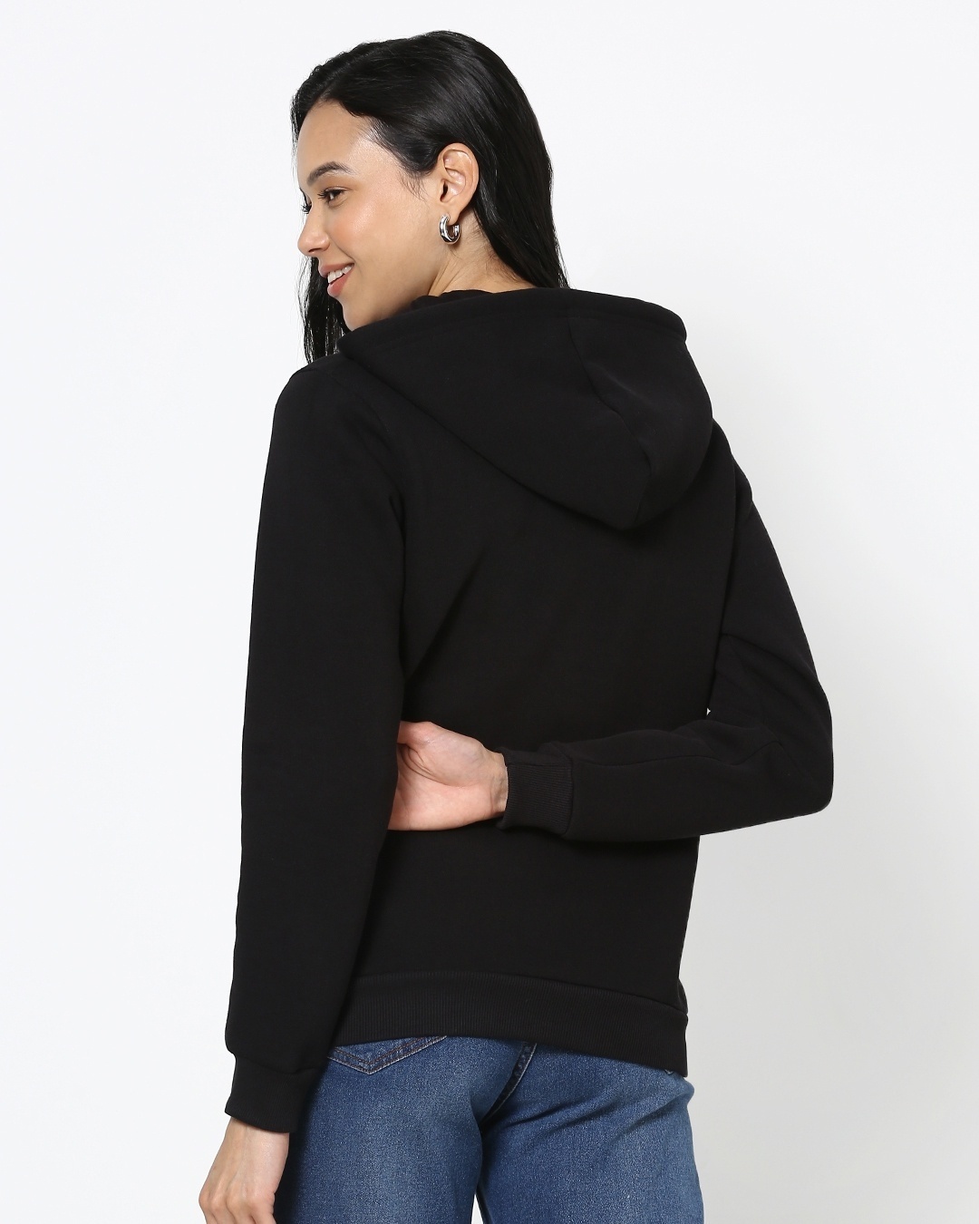 Shop Black Plus Size Drop Shoulder Hoodie-Design