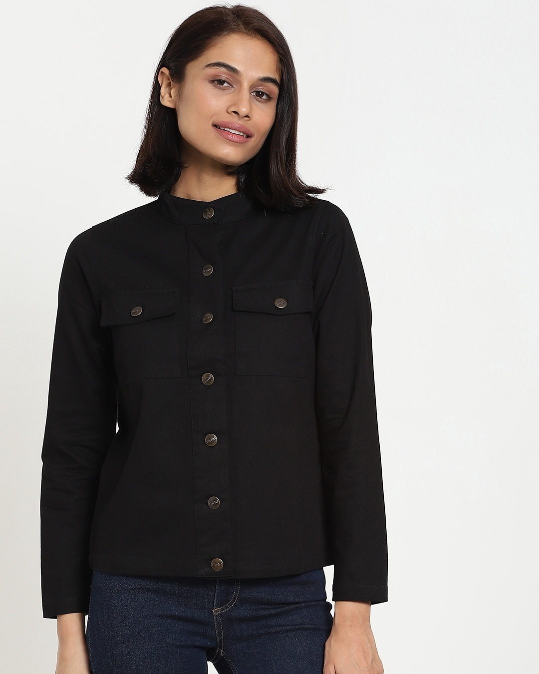 Shop Black Plus Size Fashion Jacket-Back