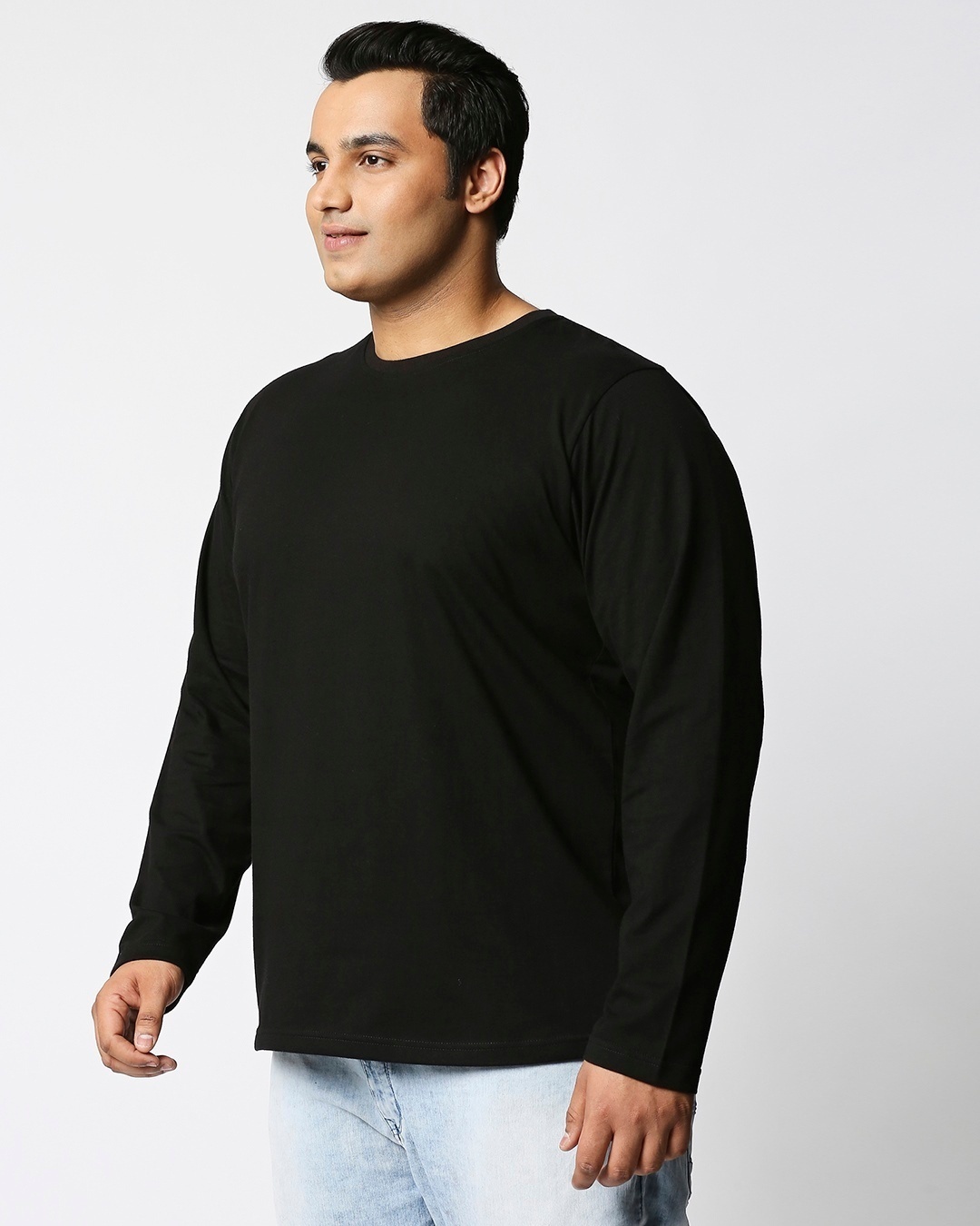 Shop Black Plus Size Full Sleeve Organic Cotton T-Shirt-Design
