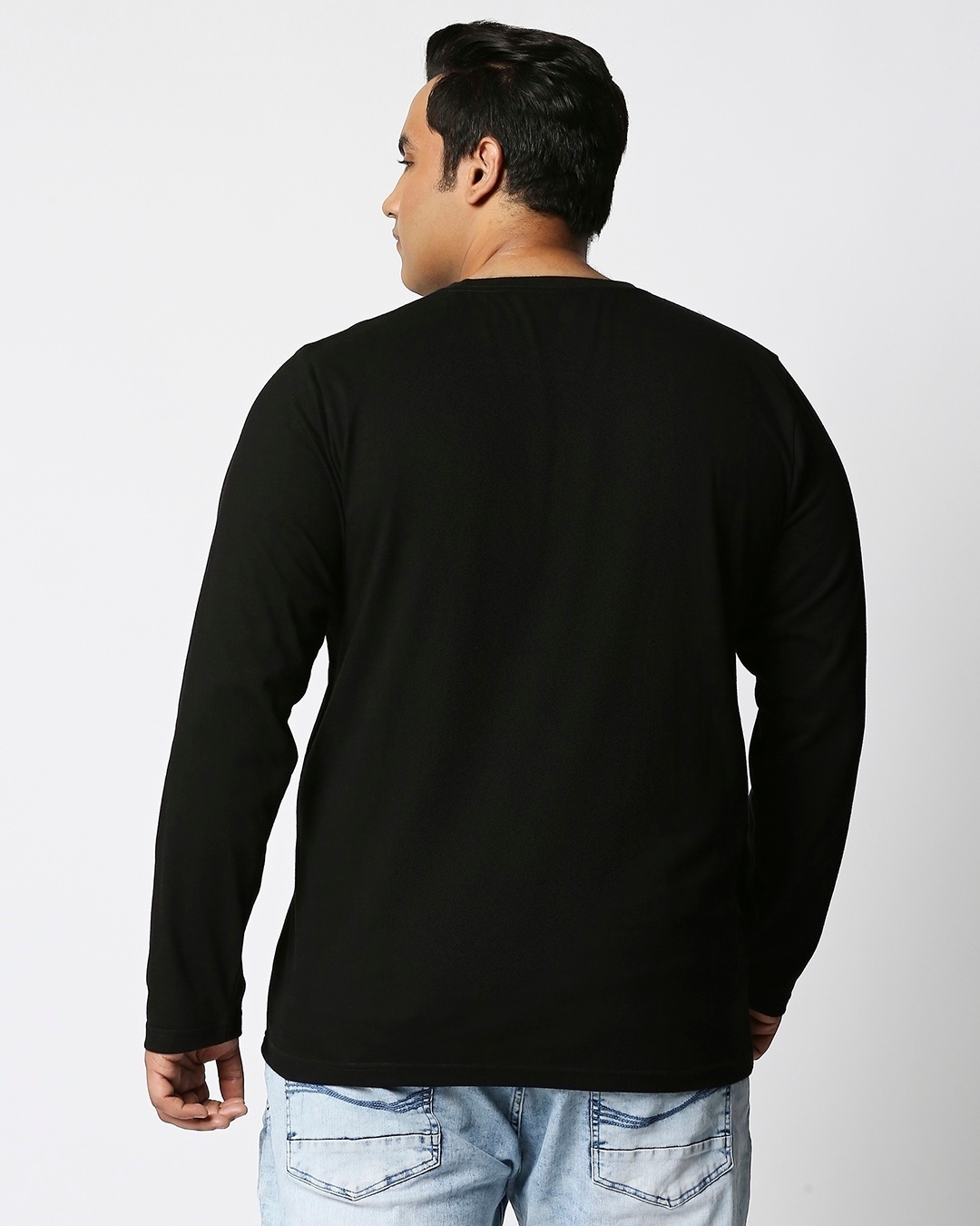 Shop Black Plus Size Full Sleeve Organic Cotton T-Shirt-Full