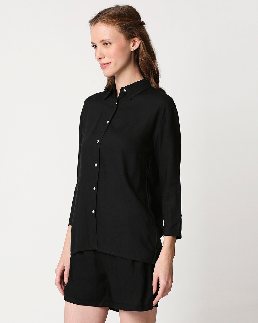Shop Black Rayon Nightwear Set-Back