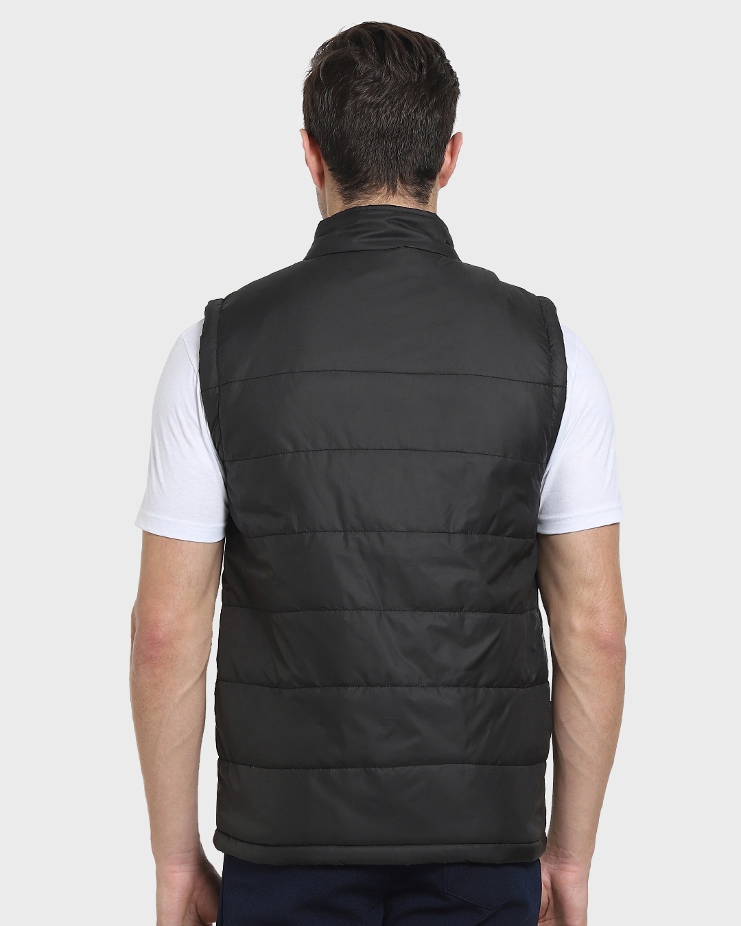 Shop Black Sleeveless Puffer Jacket-Design