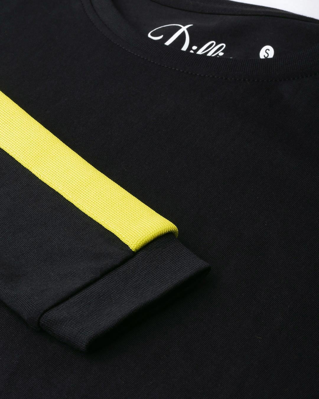 Shop Black Solid Full Sleeve T-Shirt-Back