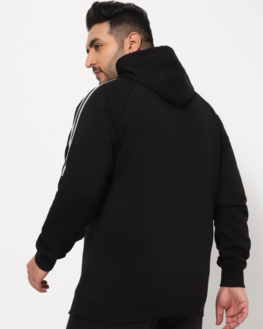 Shop Black-White Plus Size Color Block Hoodie Sweatshirt-Design