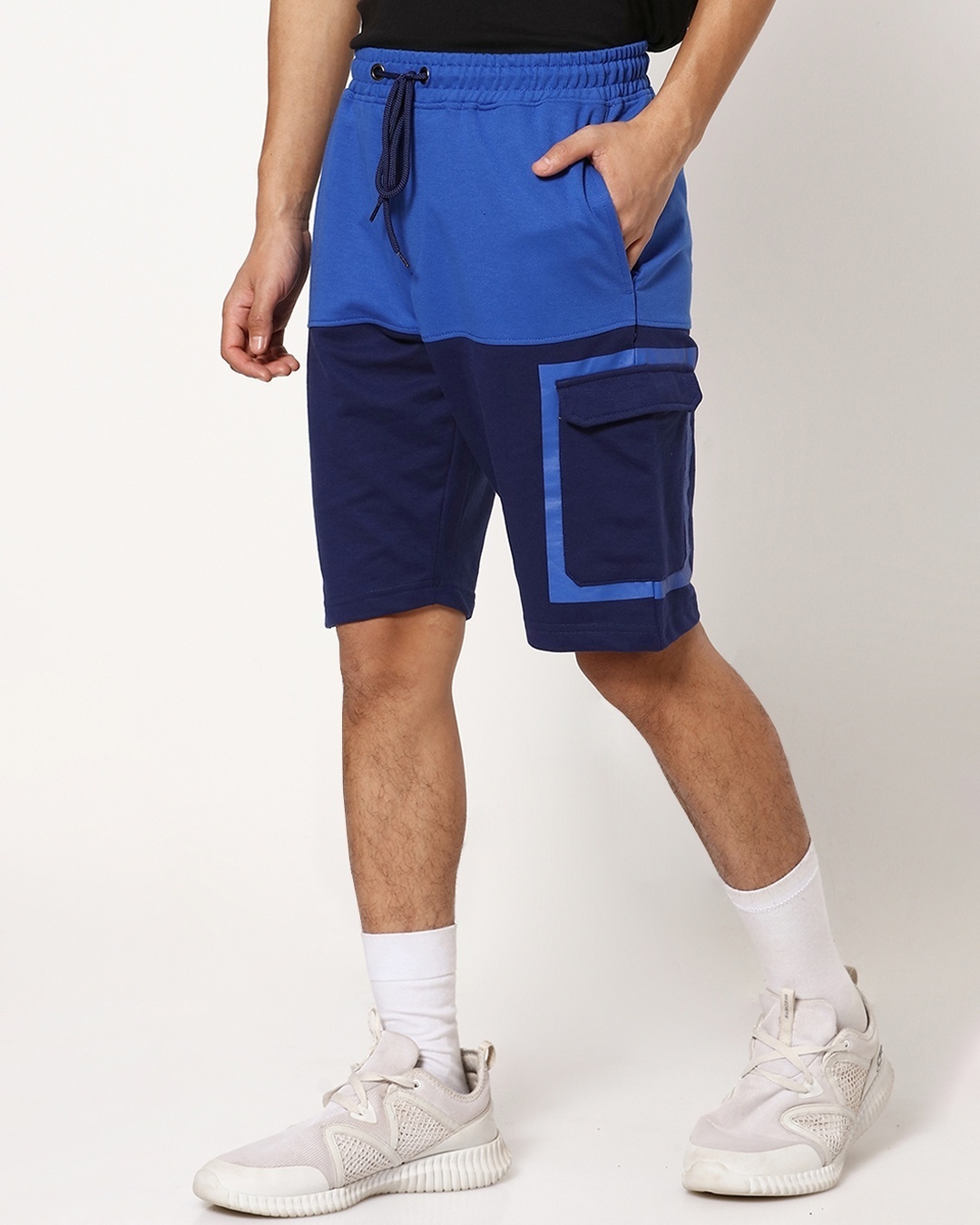 Shop Blue Colorblock Casual Shorts-Design