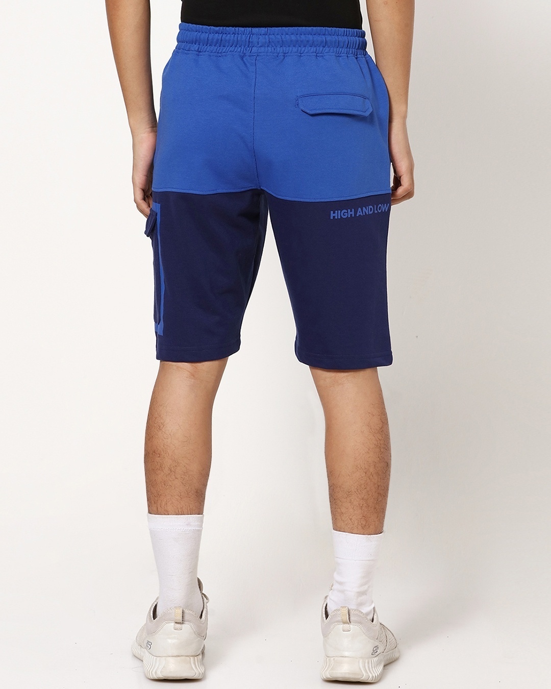 Shop Blue Colorblock Casual Shorts-Full