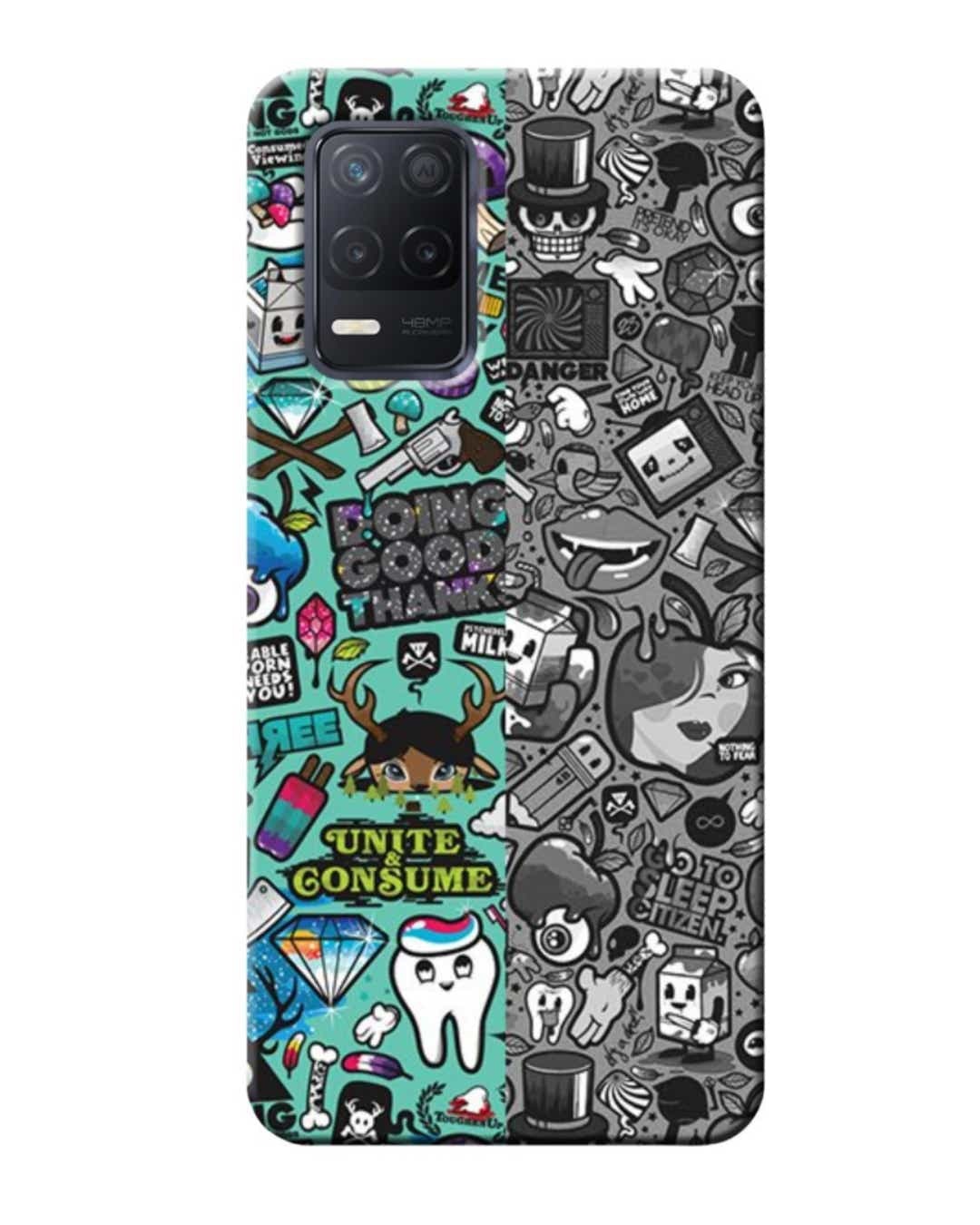 Shop Blue Multi Abstract Printed Designer Hard Cover For Realme Narzo 30 A (Impact Resistant)-Front