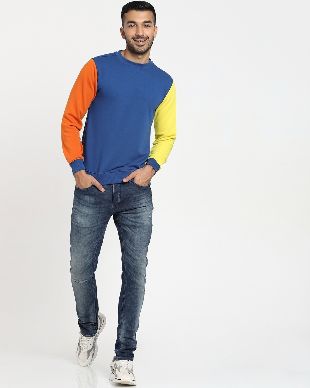 Shop Blue Quartz Contrast Sleeve Sweatshirt-Full