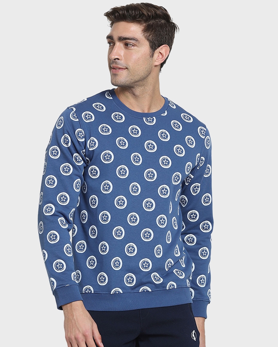 Shop Blue Quartz Crew Neck All Over Print Sweatshirt-Front