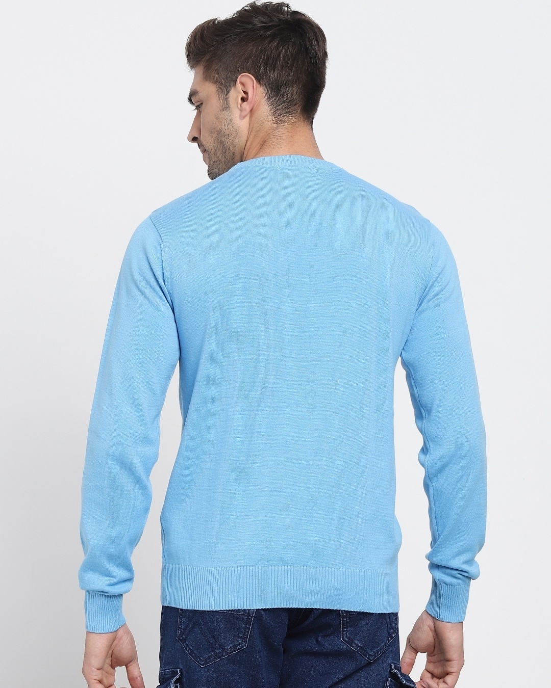 Shop Blue Quartz Full Sleeve Flat Knit Sweater-Design