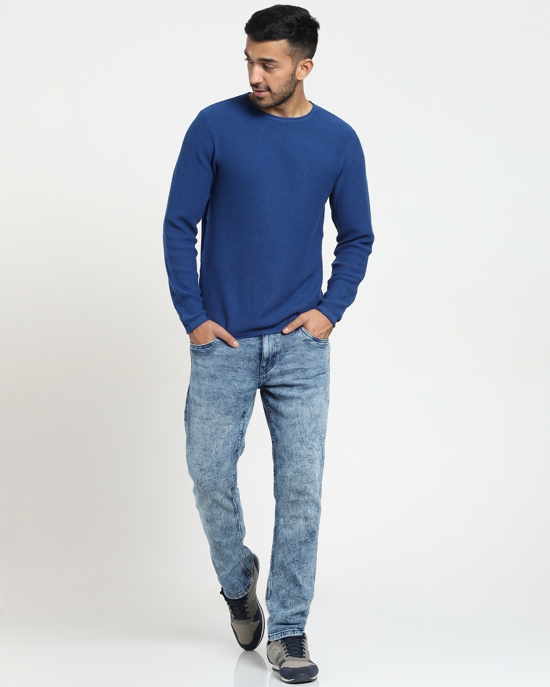 Shop Men's Blue Quartz Flat Knit Sweater-Full