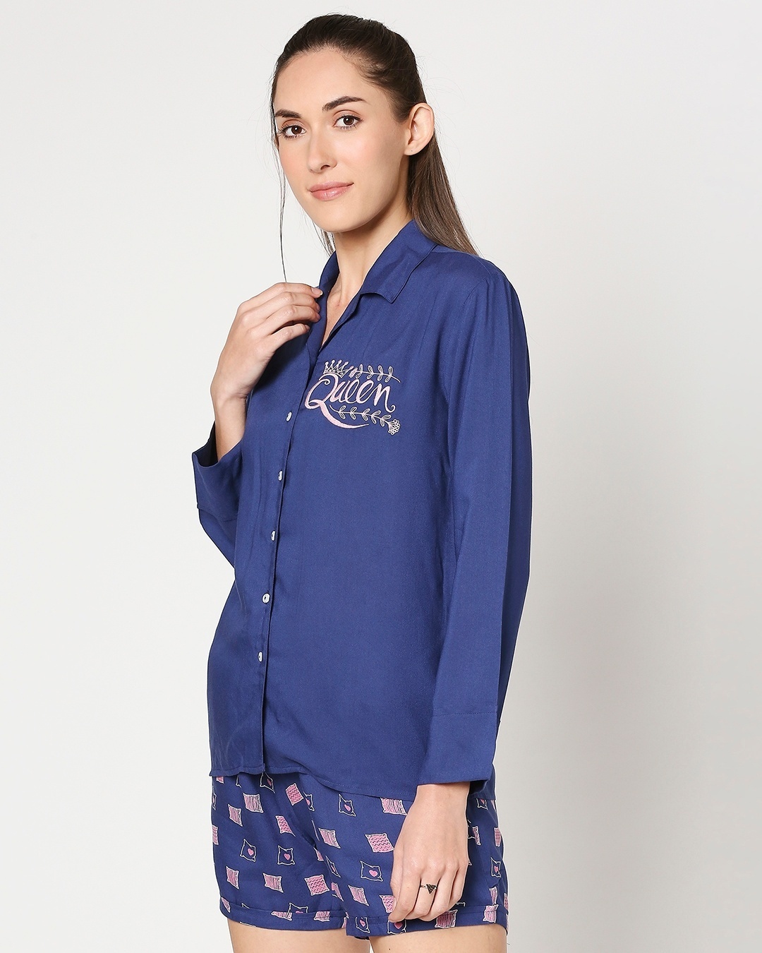 Shop Blue Rayon Nightwear Set-Design