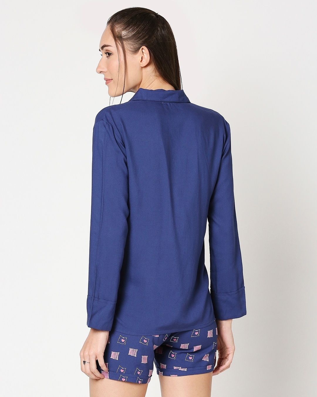Shop Blue Rayon Nightwear Set-Full