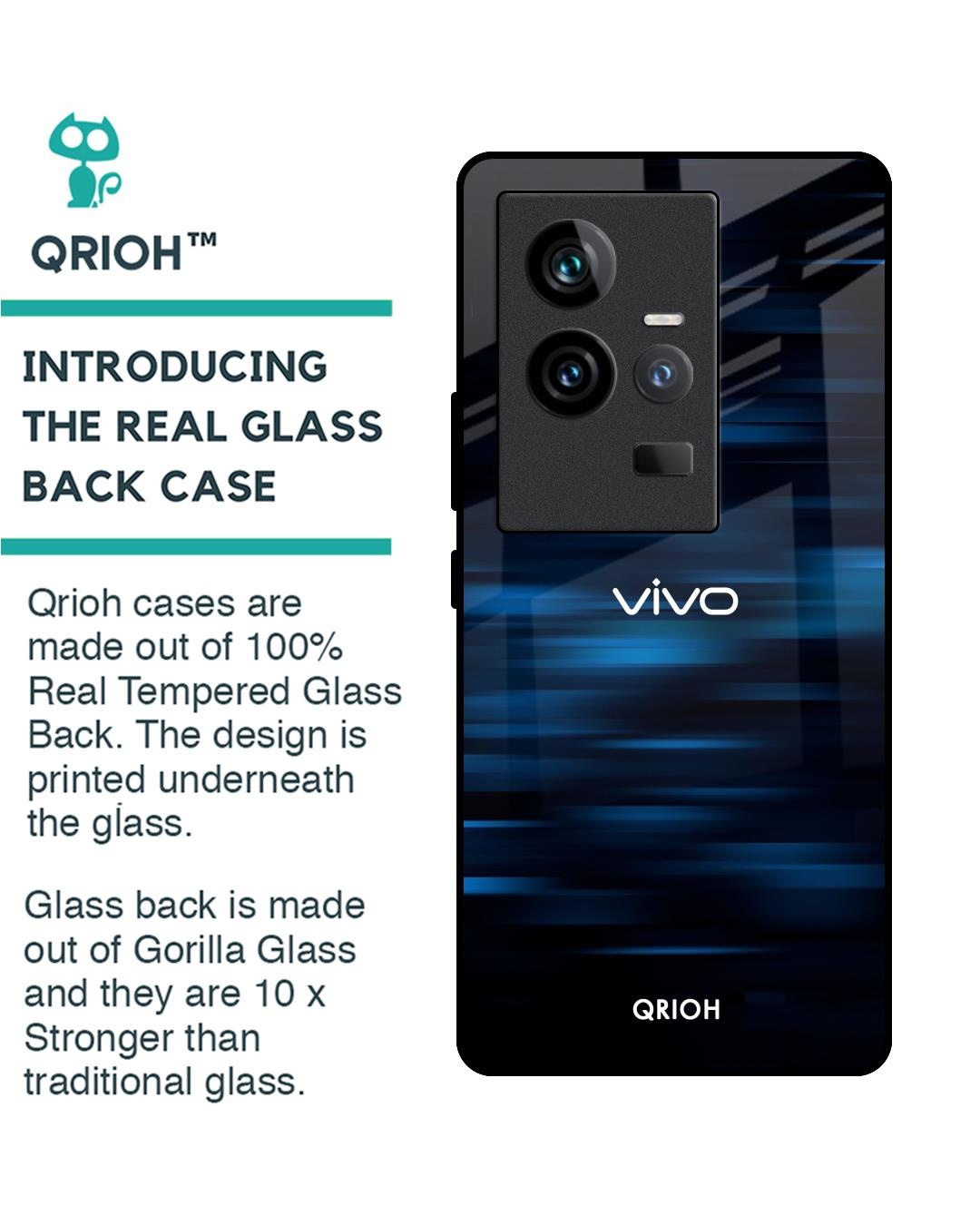 Shop Blue Rough Pastel Premium Glass Case for Vivo iQOO 11 (Shock Proof,Scratch Resistant)-Back