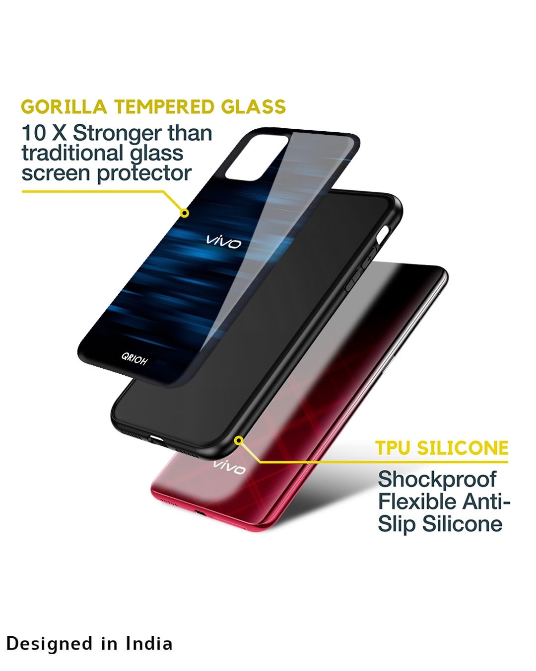 Shop Blue Rough Pastel Premium Glass Case for Vivo iQOO 11 (Shock Proof,Scratch Resistant)-Design