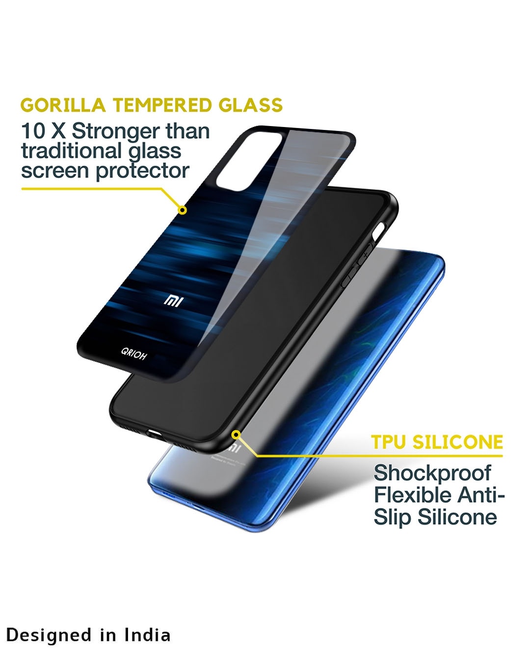Shop Blue Rough Pastel Premium Glass Cover For Mi 11i (Impact Resistant, Matte Finish)-Design