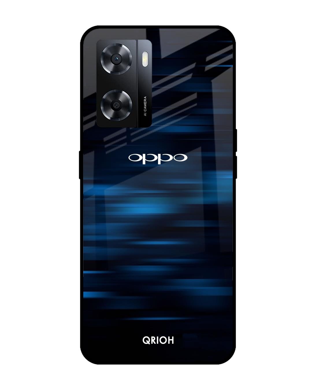 Shop Blue Rough Pastel Premium Glass Cover for Oppo A57 4G (Shock Proof, Scratch Resistant)-Front