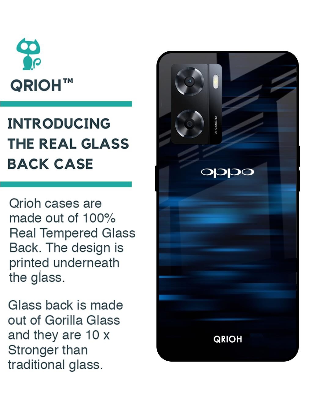 Shop Blue Rough Pastel Premium Glass Cover for Oppo A57 4G (Shock Proof, Scratch Resistant)-Back