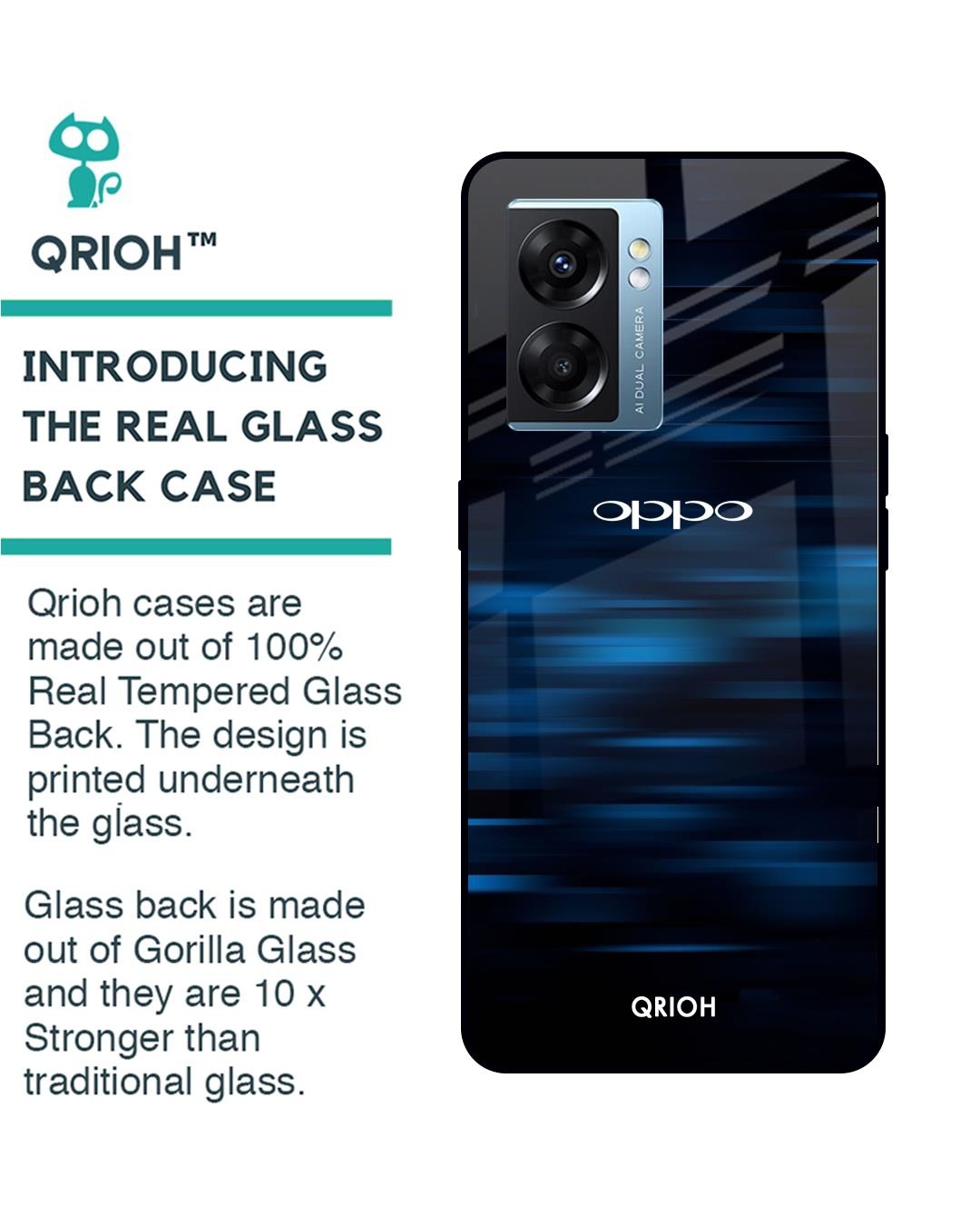 Shop Blue Rough Pastel Premium Glass Cover for Oppo K10 5G (Shock Proof, Scratch Resistant)-Back