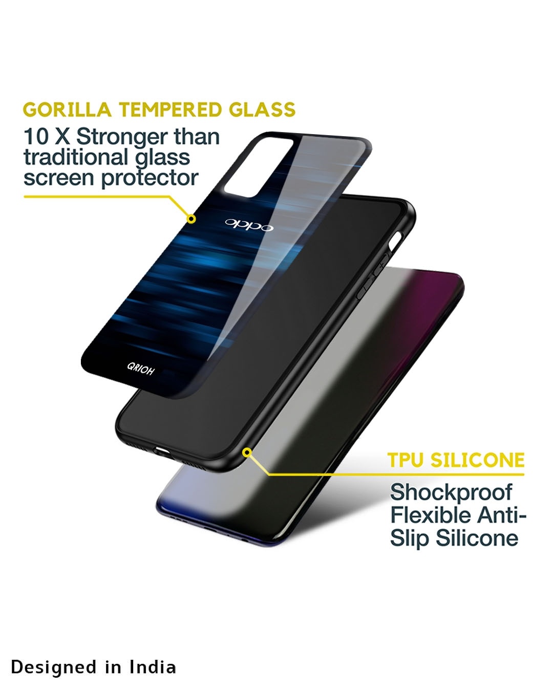 Shop Blue Rough Pastel Premium Glass Cover for Oppo K10 5G (Shock Proof, Scratch Resistant)-Design