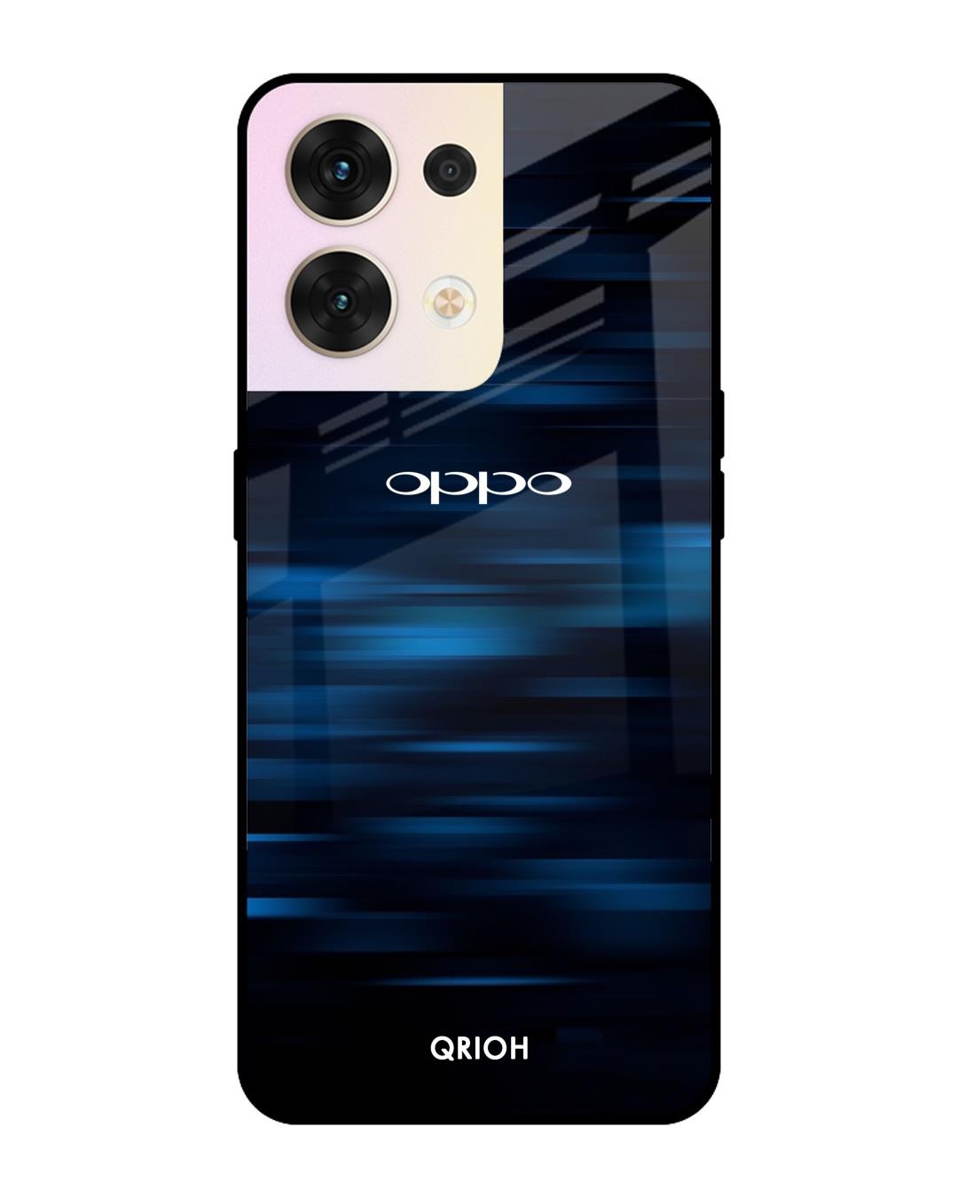 Shop Blue Rough Pastel Premium Glass Cover for Oppo Reno8 5G (Shock Proof, Scratch Resistant)-Front