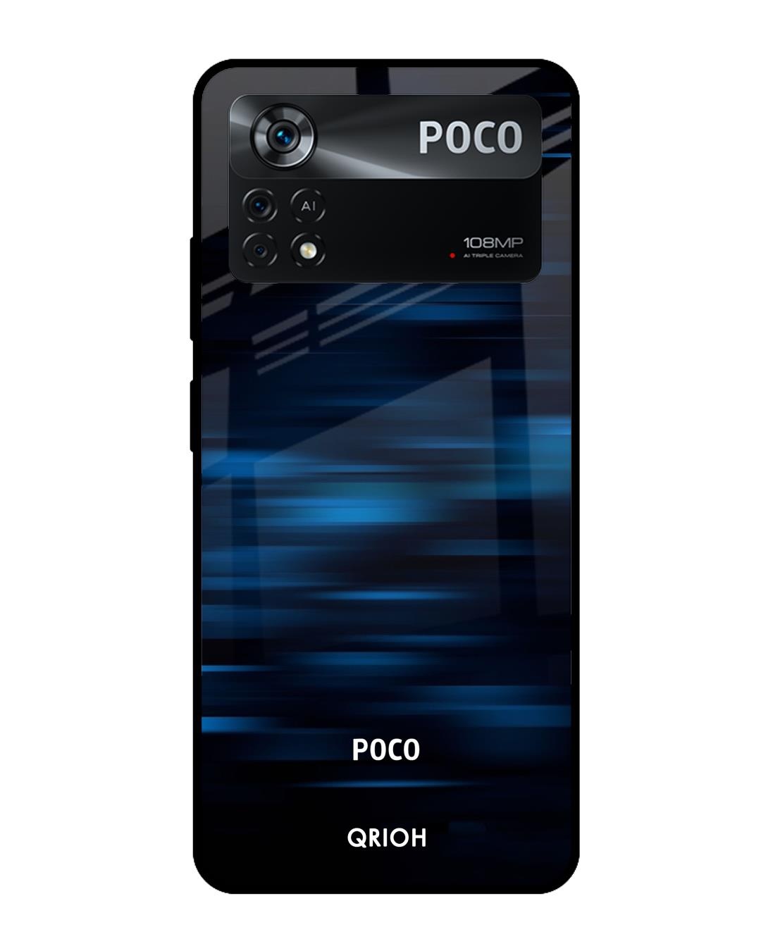 Shop Blue Rough Pastel Premium Glass Cover for Poco X4 Pro 5G (Shock Proof, Scratch Resistant)-Front