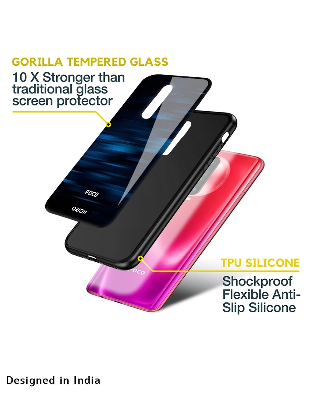 Shop Blue Rough Pastel Premium Glass Cover for Poco X4 Pro 5G (Shock Proof, Scratch Resistant)-Design