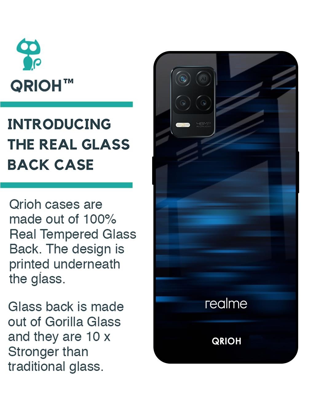 Shop Blue Rough Pastel Premium Glass Cover for Realme 8 5G (Shock Proof, Scratch Resistant)-Back