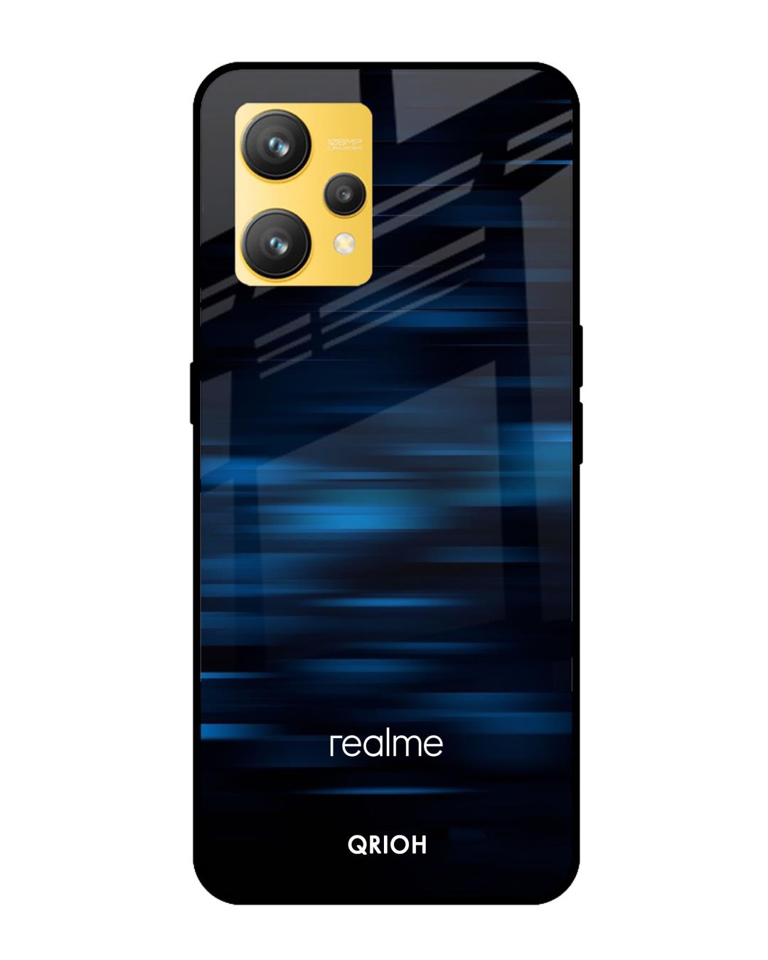 Shop Blue Rough Pastel Premium Glass Cover for Realme 9 4G (Shock Proof, Scratch Resistant)-Front