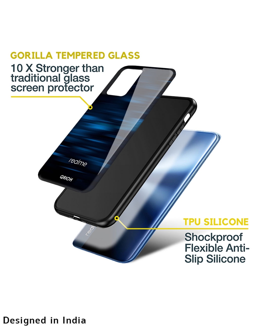 Shop Blue Rough Pastel Premium Glass Cover for Realme 9 4G (Shock Proof, Scratch Resistant)-Design