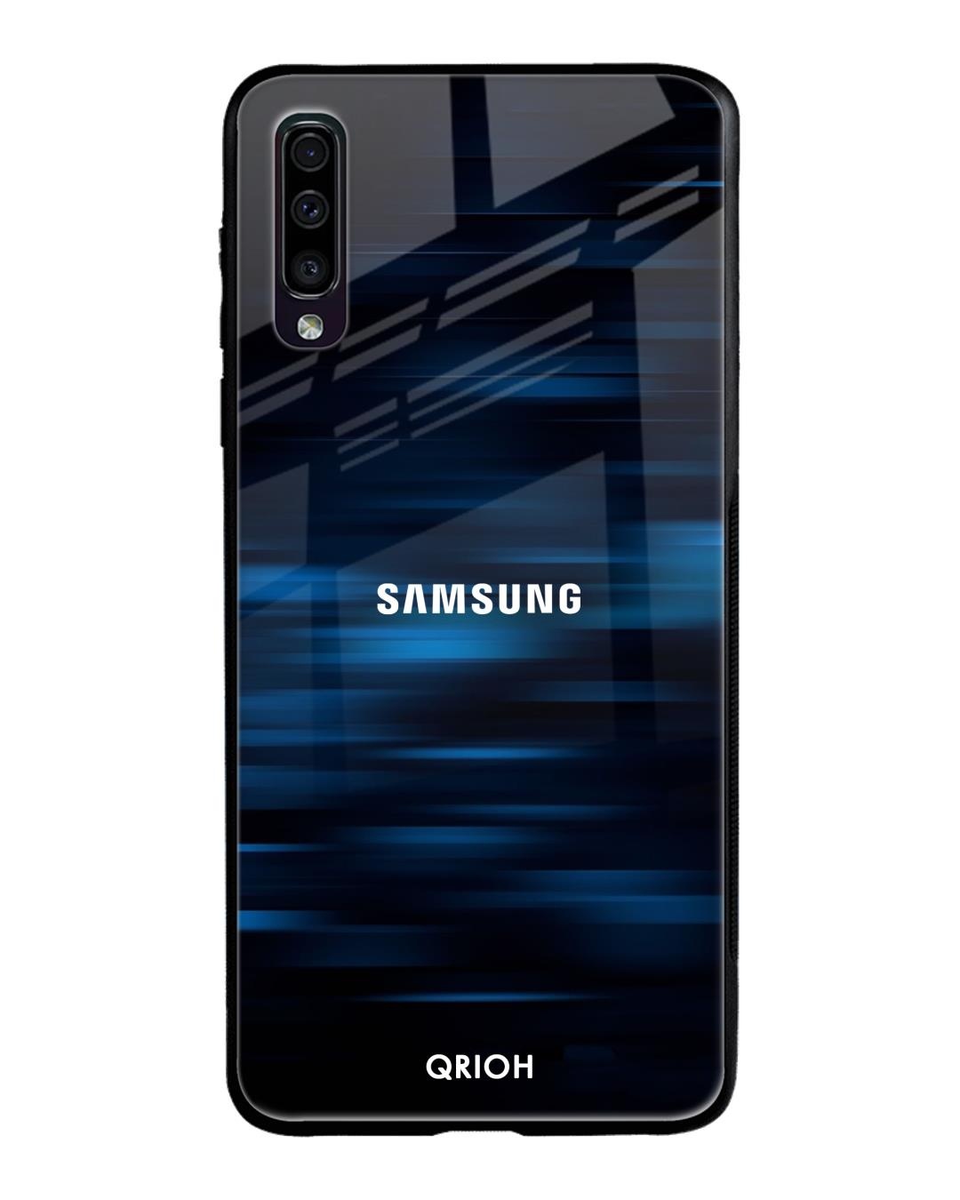 Shop Blue Rough Pastel Premium Glass Cover For Samsung Galaxy A70(Impact Resistant, Matte Finish)-Back