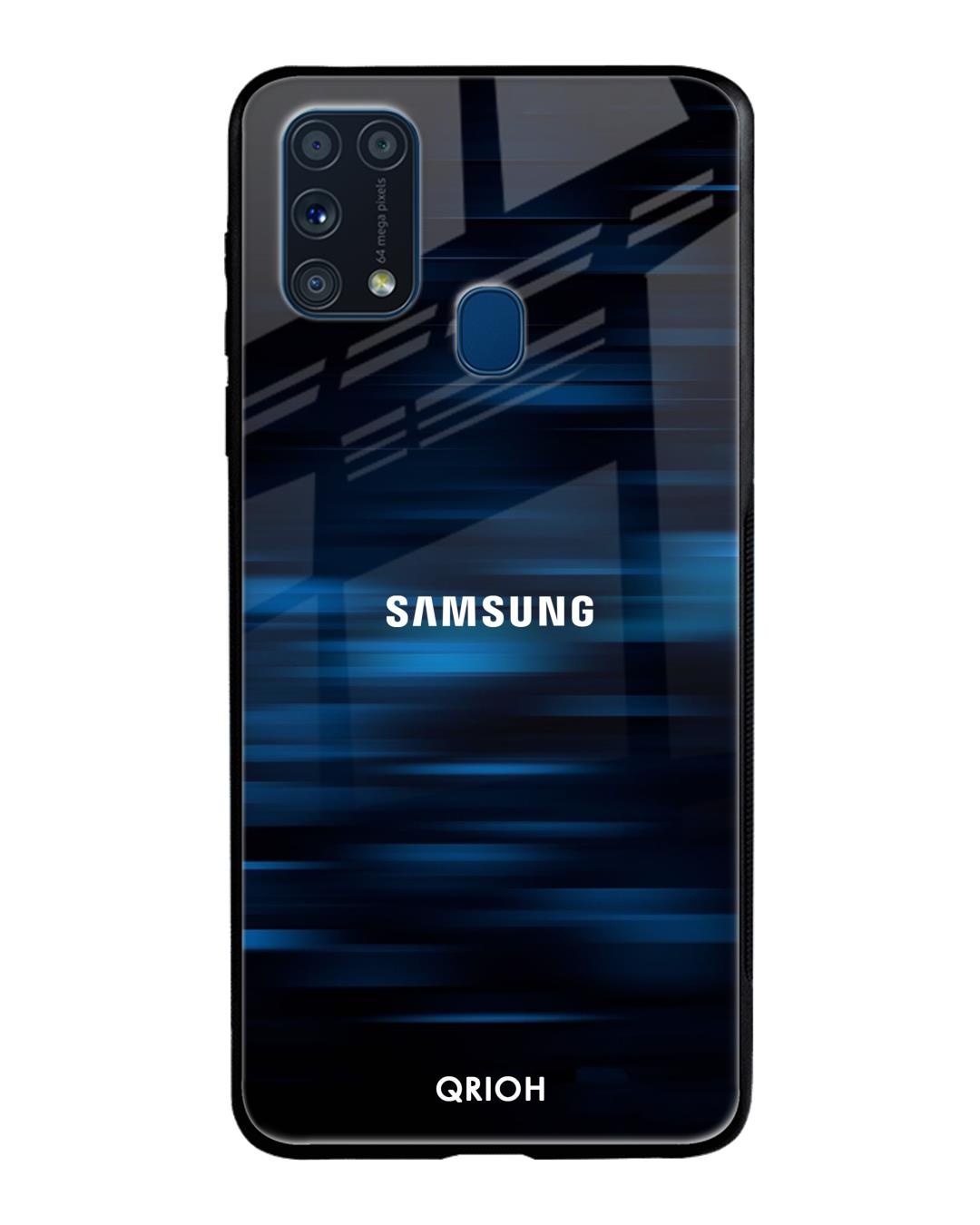 Shop Blue Rough Pastel Premium Glass Cover For Samsung Galaxy M31(Impact Resistant, Matte Finish)-Back