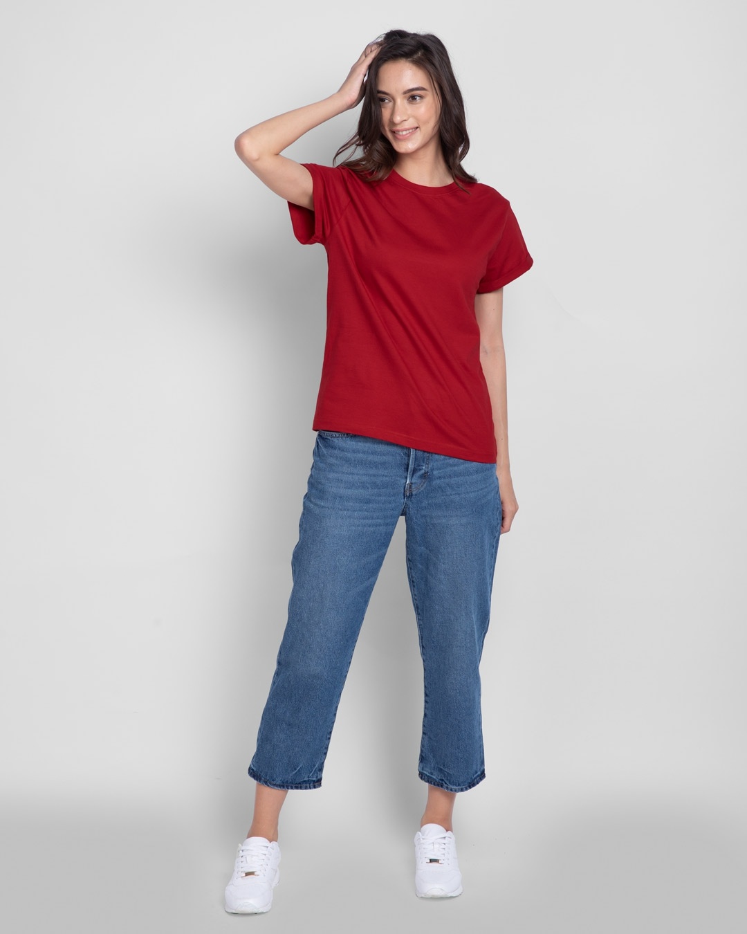 Shop Bold Red BoyfriendT-Shirt-Full
