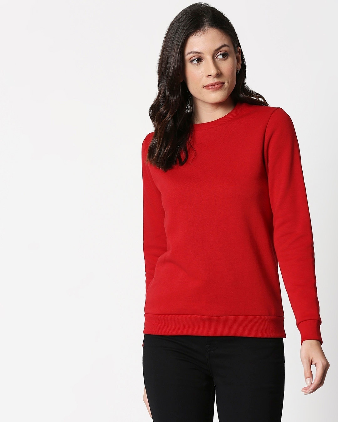 Shop Bold Red Fleece Sweatshirt-Back
