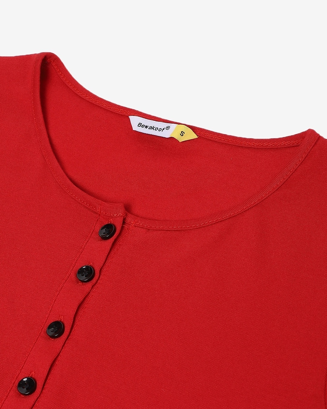 Shop Women's Red Henley Slim Fit T-shirt