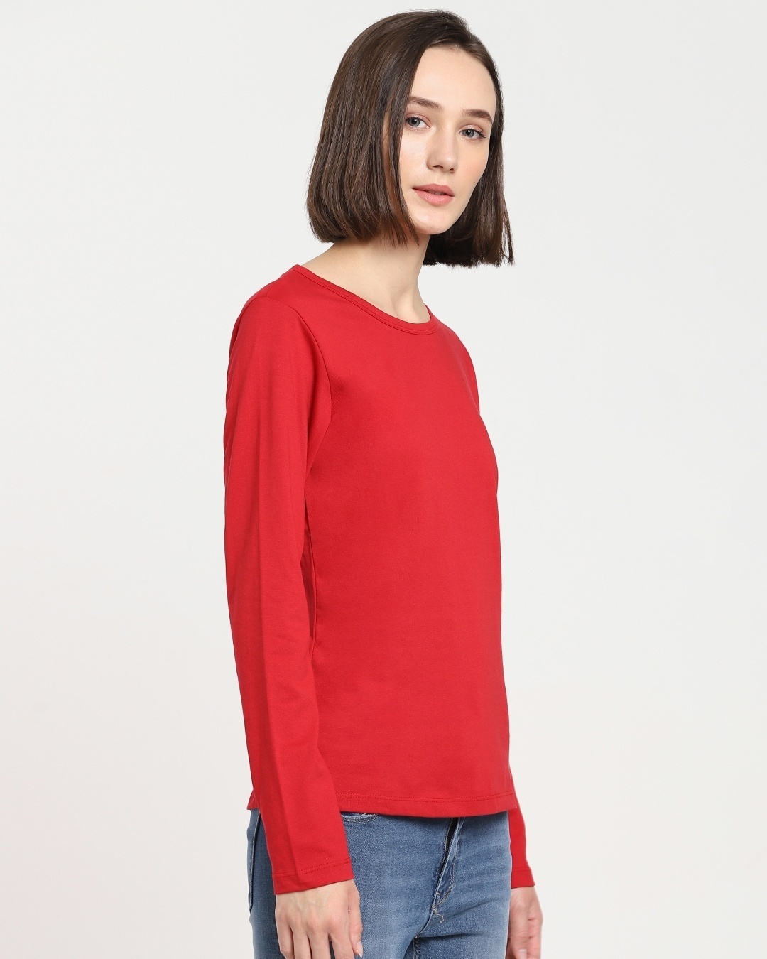 Shop Bold Red Full Sleeves T-Shirt-Back