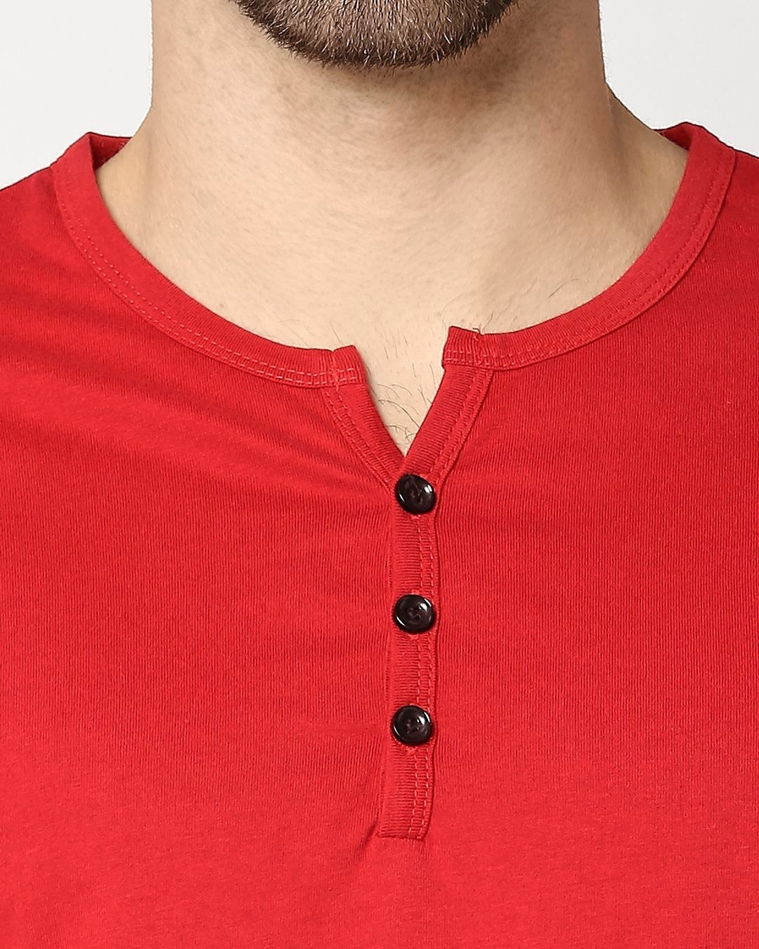 Shop Bold Red Henley Half Sleeve T-Shirt