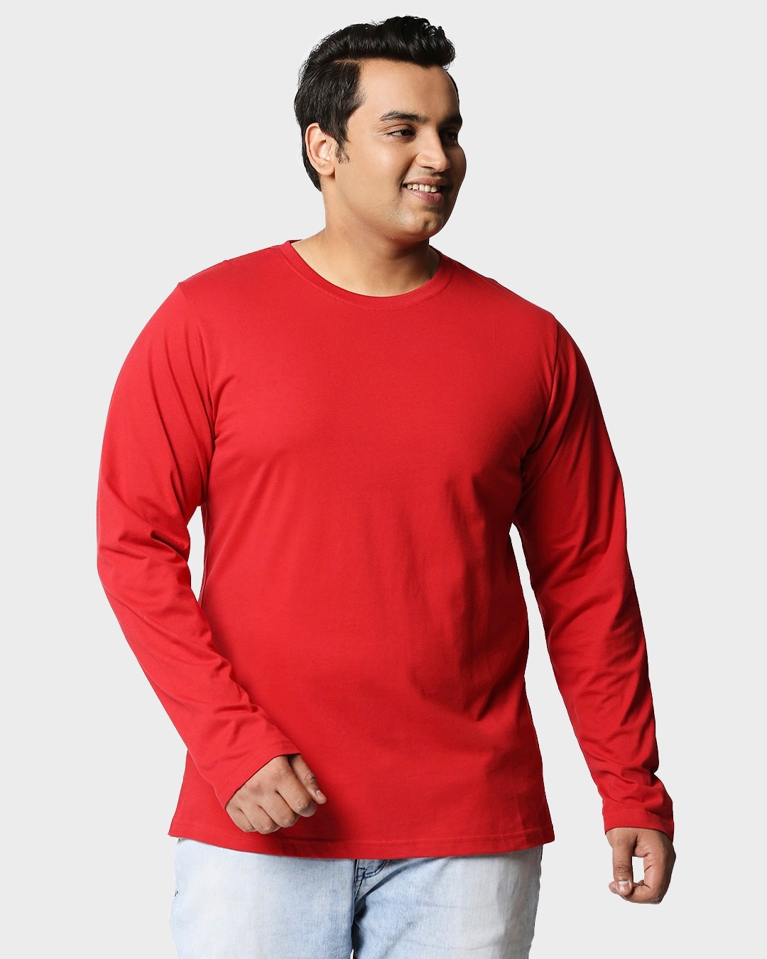 Buy Bold Red Plus Size Full Sleeve T-Shirt Online at Bewakoof