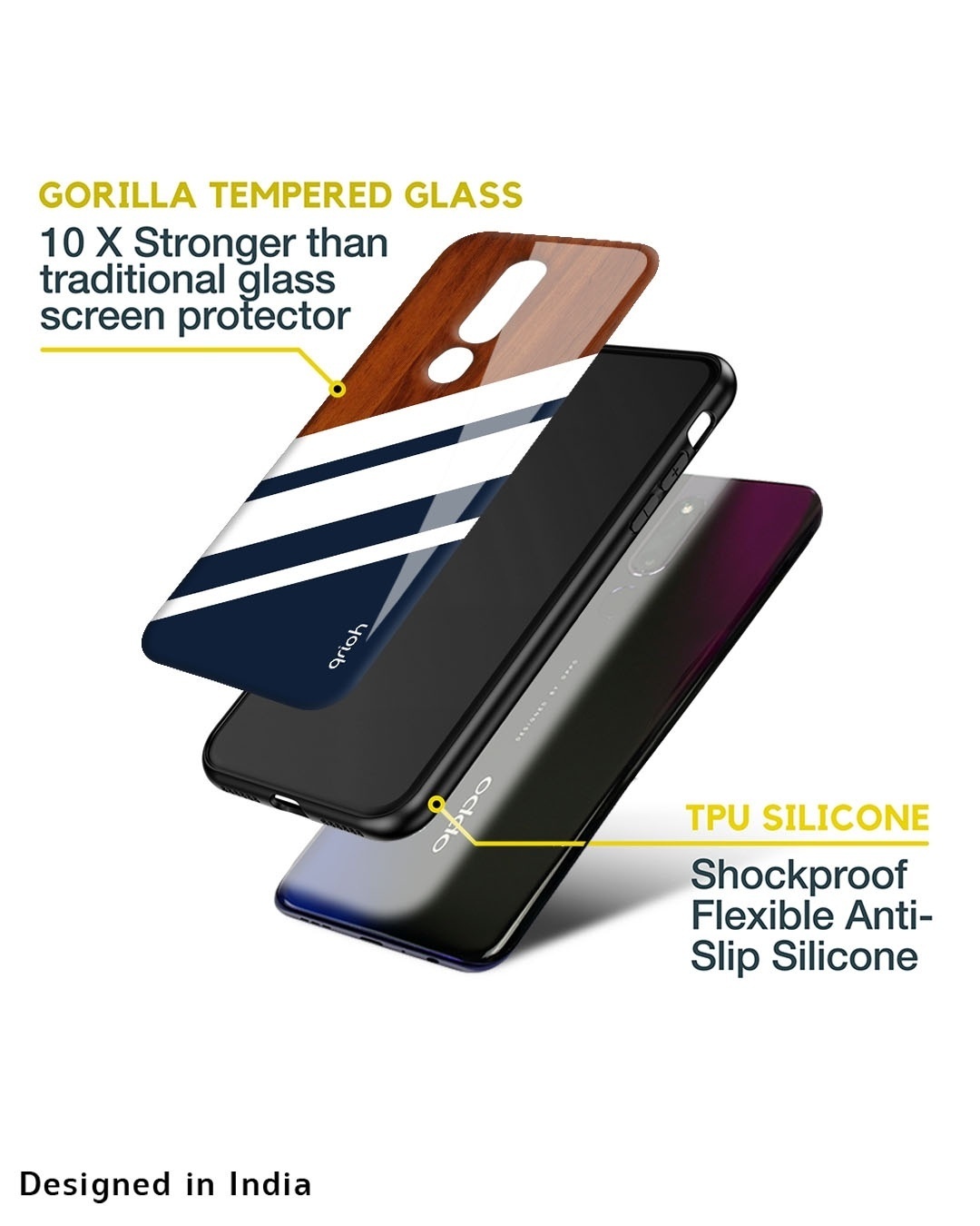 Shop Bold Stripes Premium Glass Case for Oppo F21s Pro (Shock Proof, Scratch Resistant)-Design