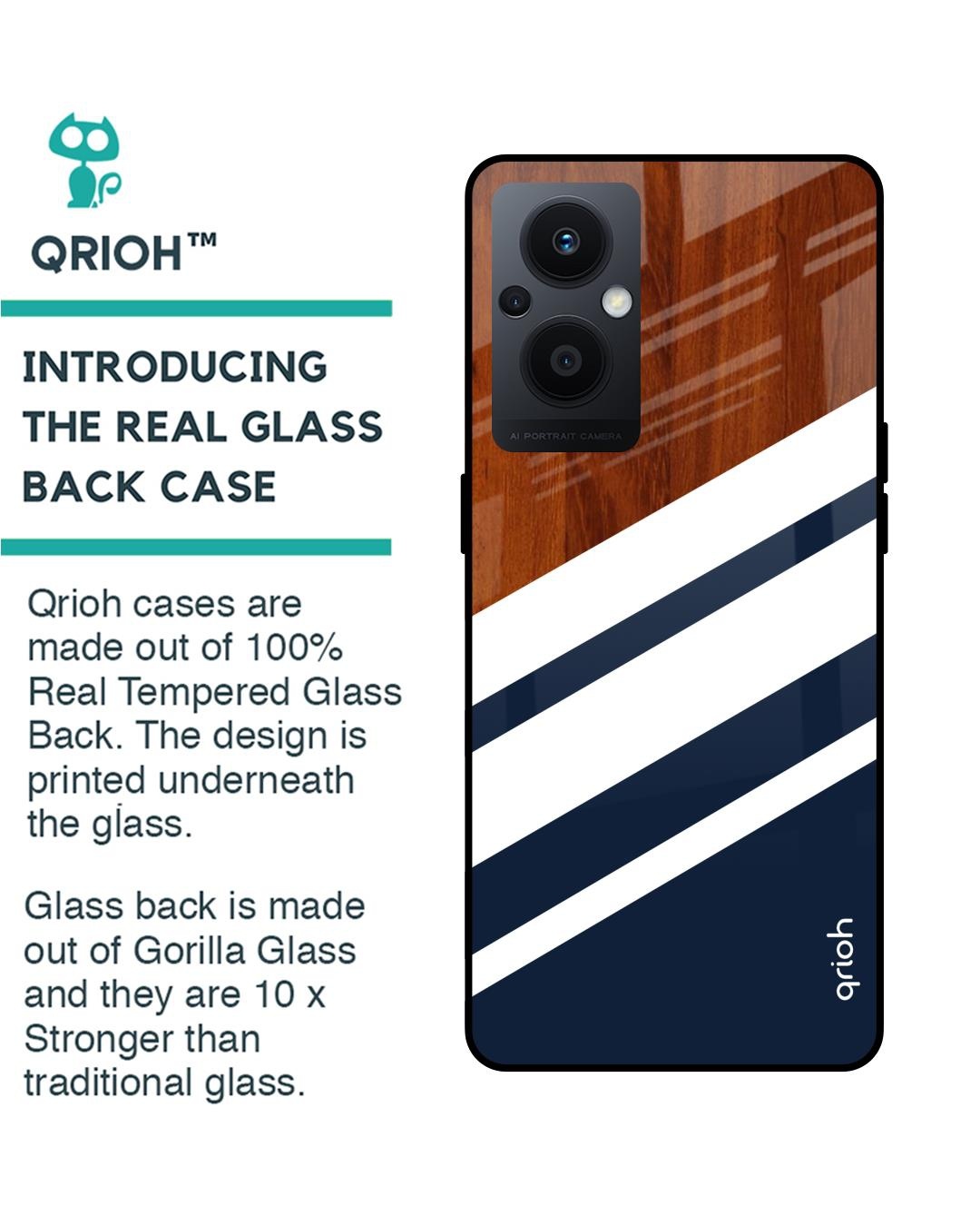 Shop Bold Stripes Premium Glass Case for Oppo F21s Pro (Shock Proof, Scratch Resistant)-Back