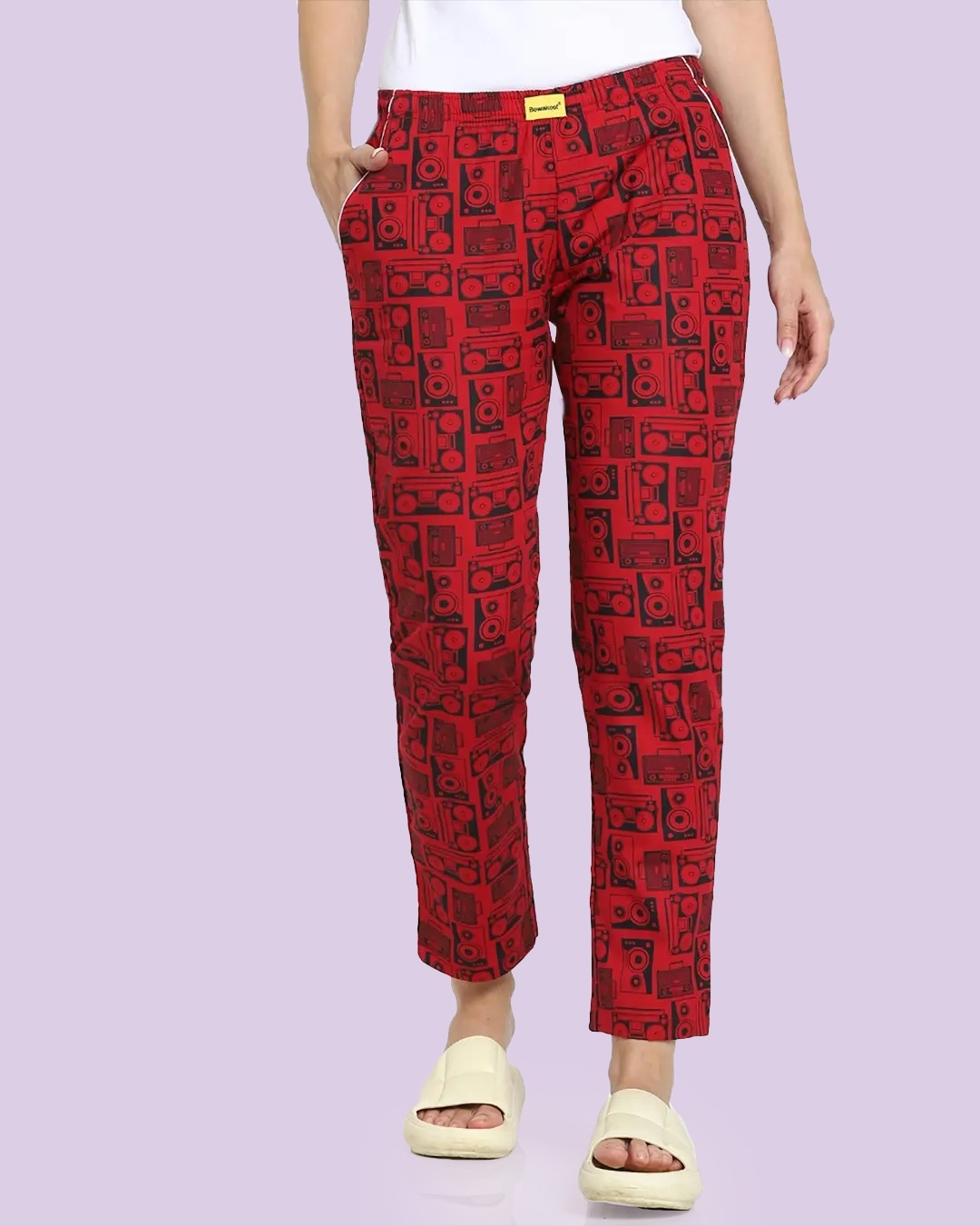 Shop Women's Red All Over Printed Pyjamas-Front