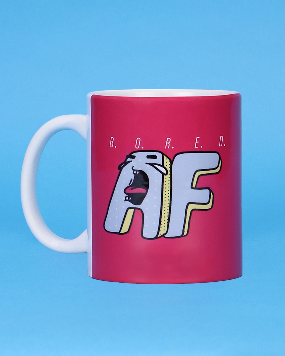 Shop BoRed AF Ceramic Mug,  (320ml, Pink, Single Piece)-Back