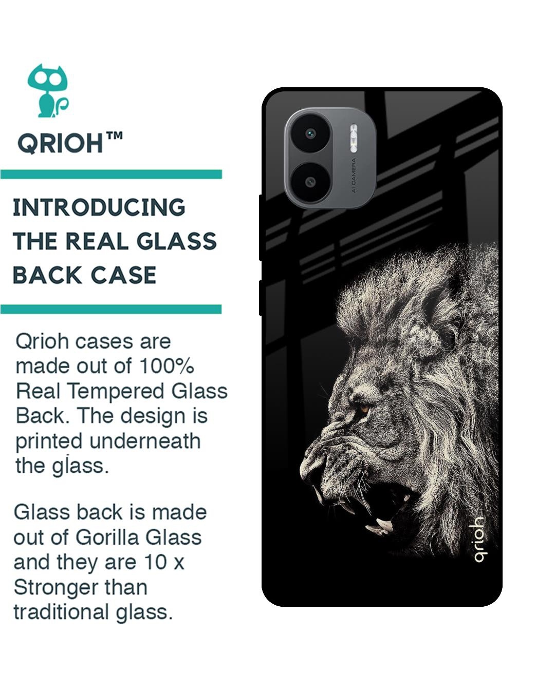 Shop Brave Lion Premium Glass Case for Redmi A1+ (Shock Proof, Scratch Resistant)-Back