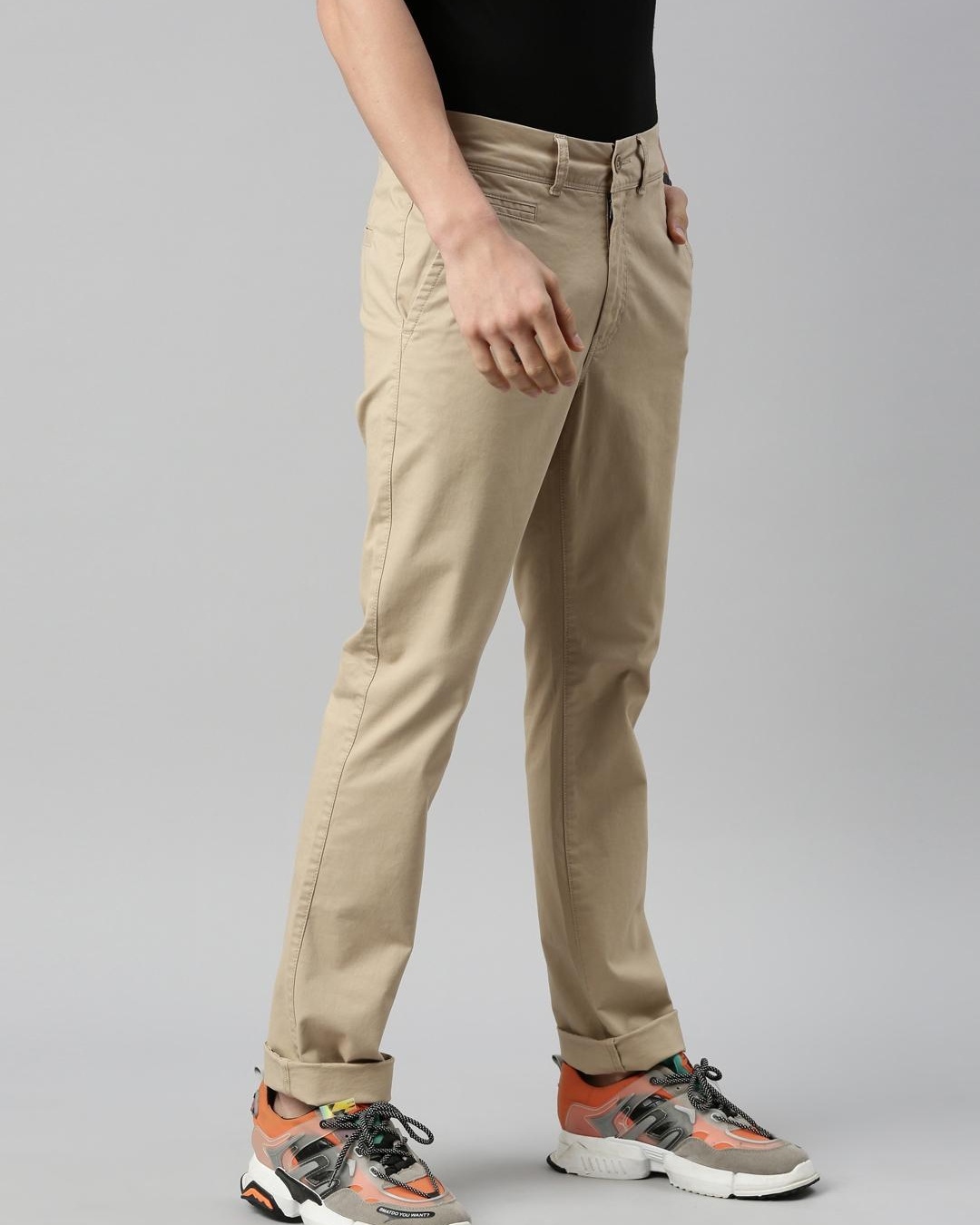 Shop Men's Beige Slim Fit Trousers-Design